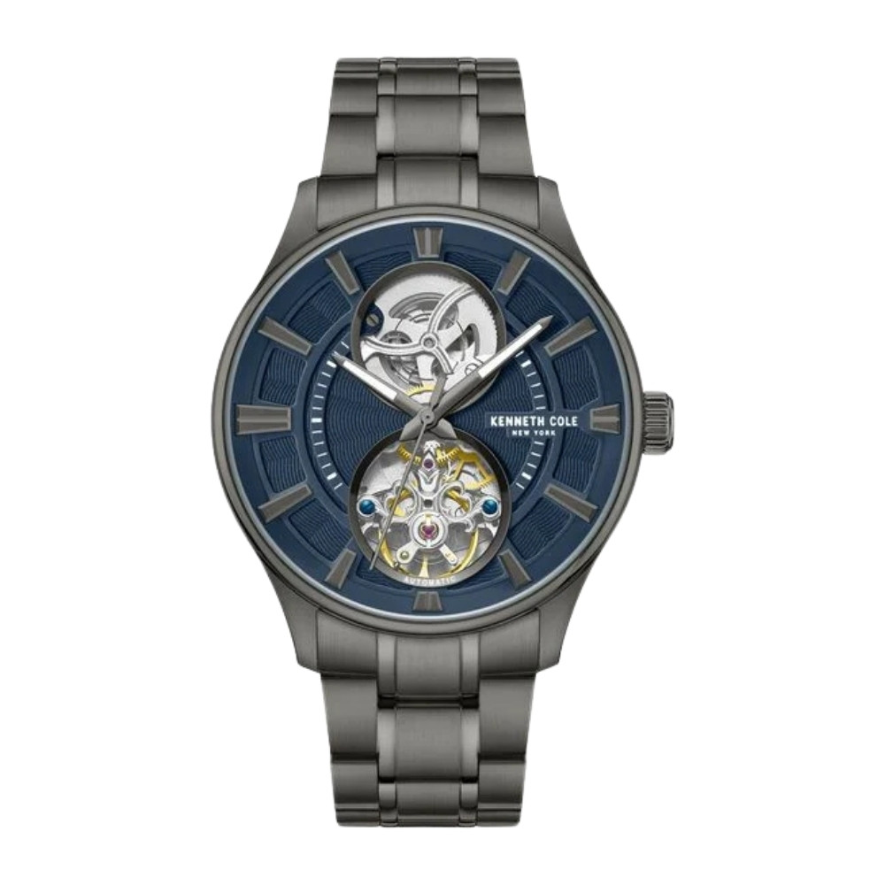 Kenneth Cole Automatic Blue Dial With Grey Stainless Steel Strap Watch For Men KCWGY0049803MN