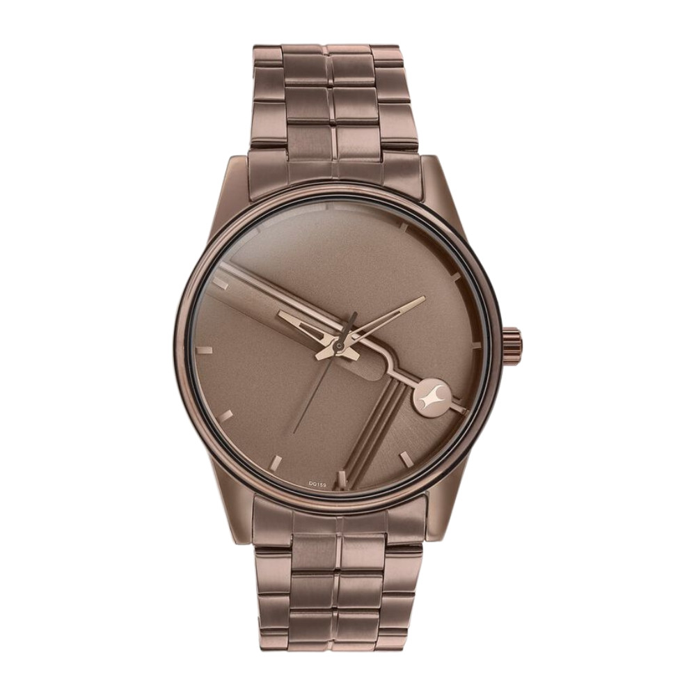 Fastrack Stunnerse Quartz Analog Brown Dial Stainless Steel Strap Watch for Guys 3305QM01