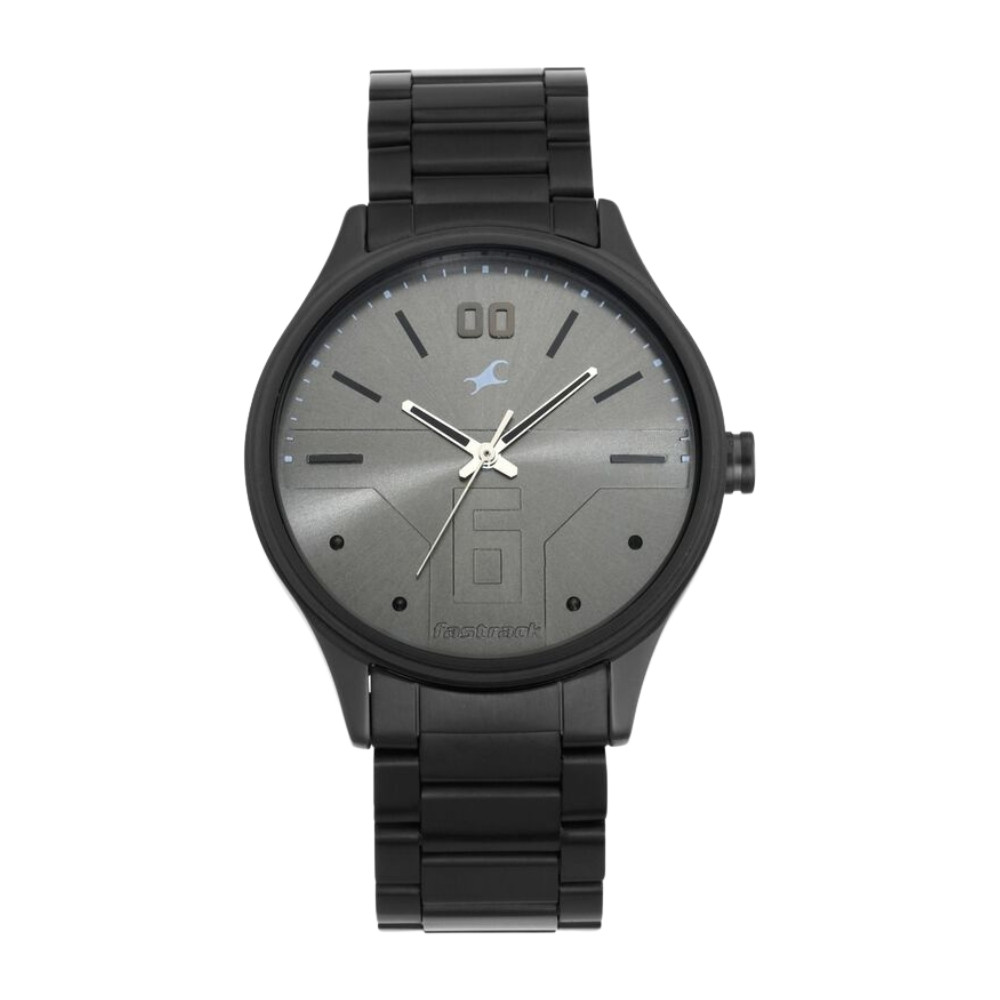 Fastrack Bare Basics Quartz Analog Grey Dial Stainless Steel Strap Watch for Guys NR3247NM02