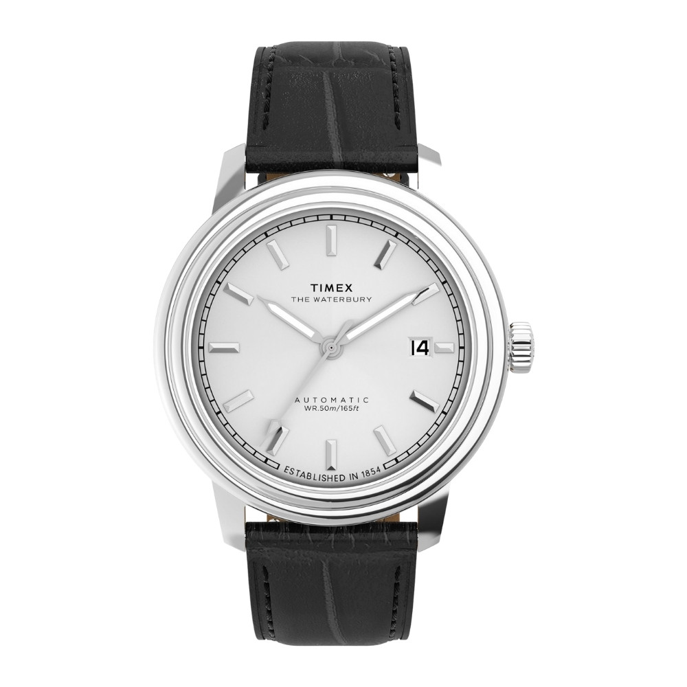 TIMEX Waterbury Silver-Tone Round Dial Mechanical Automatic Men's Watch - TW2Y22900UJ