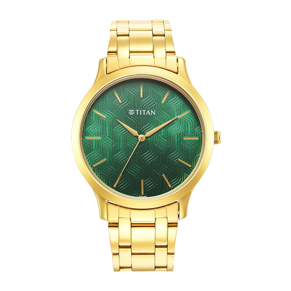 Titan Karishma Radiance Green Dial Analog Stainless Steel Strap watch for Men NR1825YM07