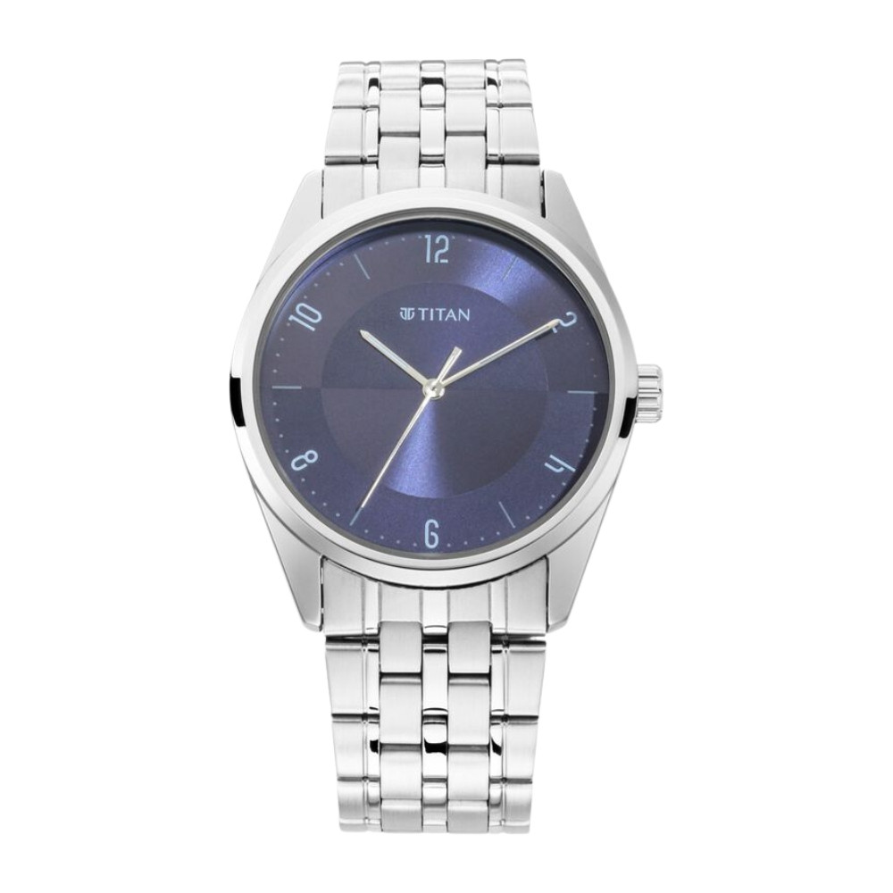 Titan Men's Eleganza Lumina Black: Luminous Dial Watch with Sophisticated Link Metal Strap NR1729SM05