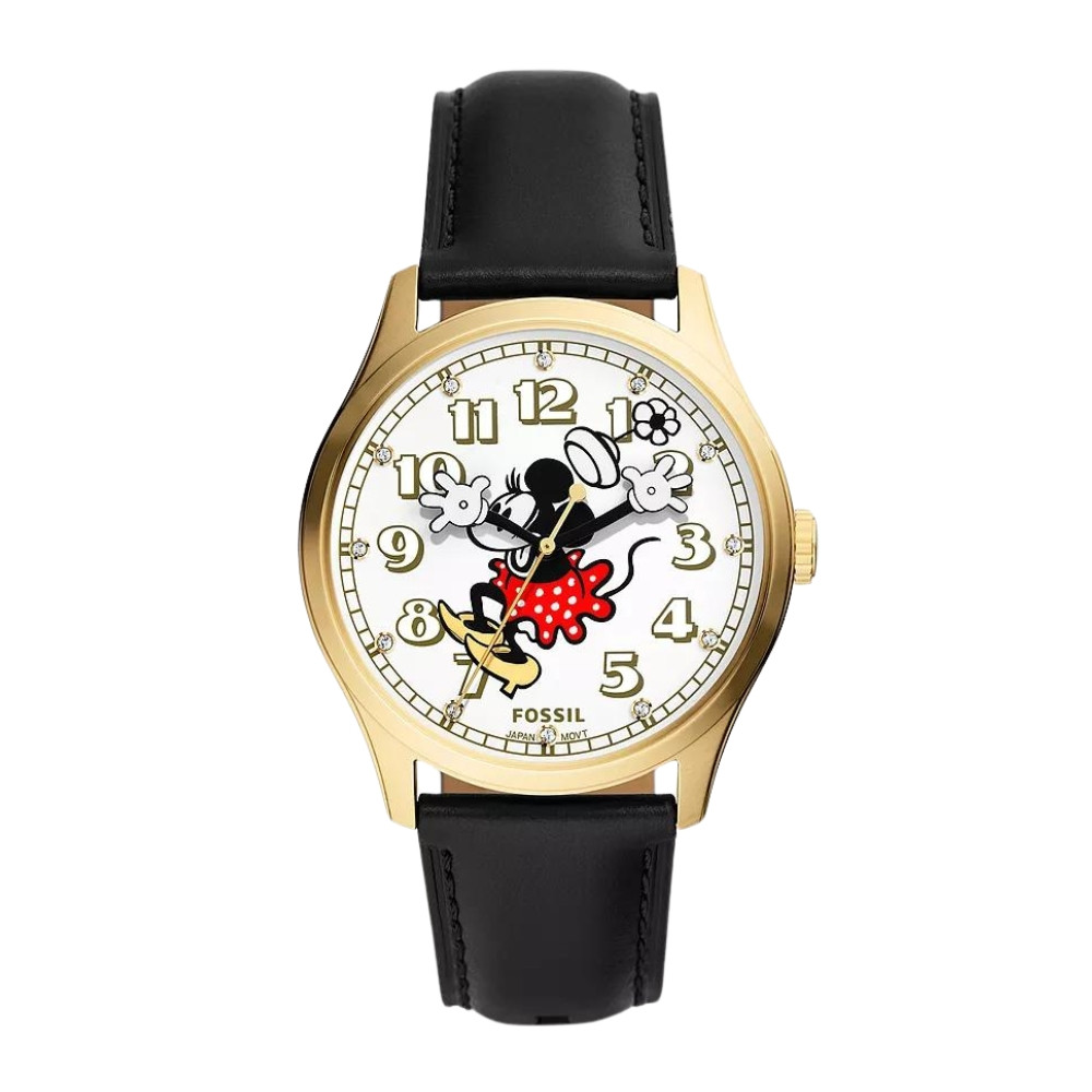 Disney Fossil Special Edition Three-Hand Black Leather Watch SE1113