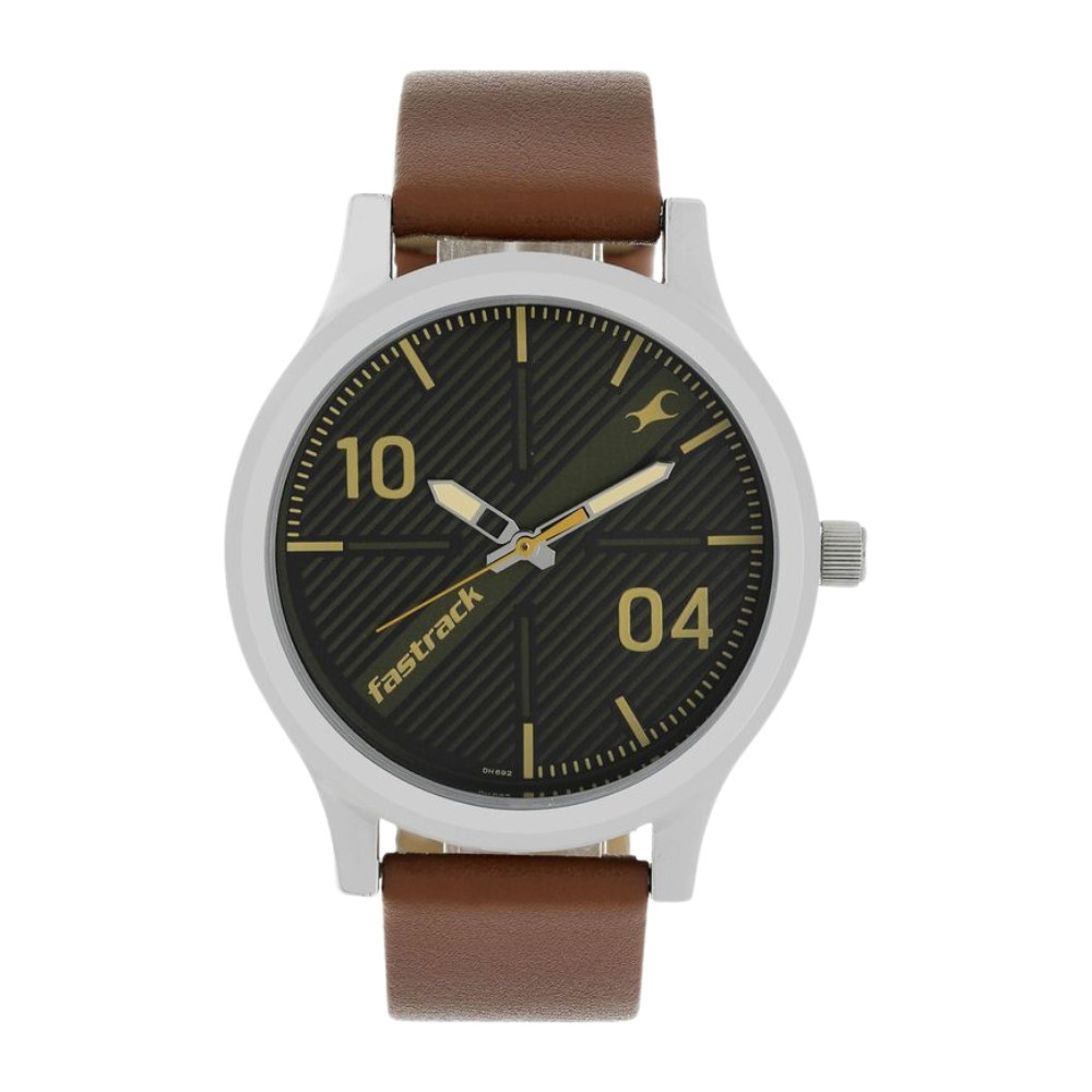 Fastrack Quartz Analog Black Dial Leather Strap Watch for Guys NR38051SL02