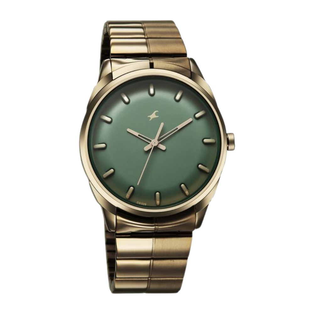 Fastrack Chrome K Quartz Analog Green Dial K Chrome Stainless Steel Strap Watch For Guys 3273QM02