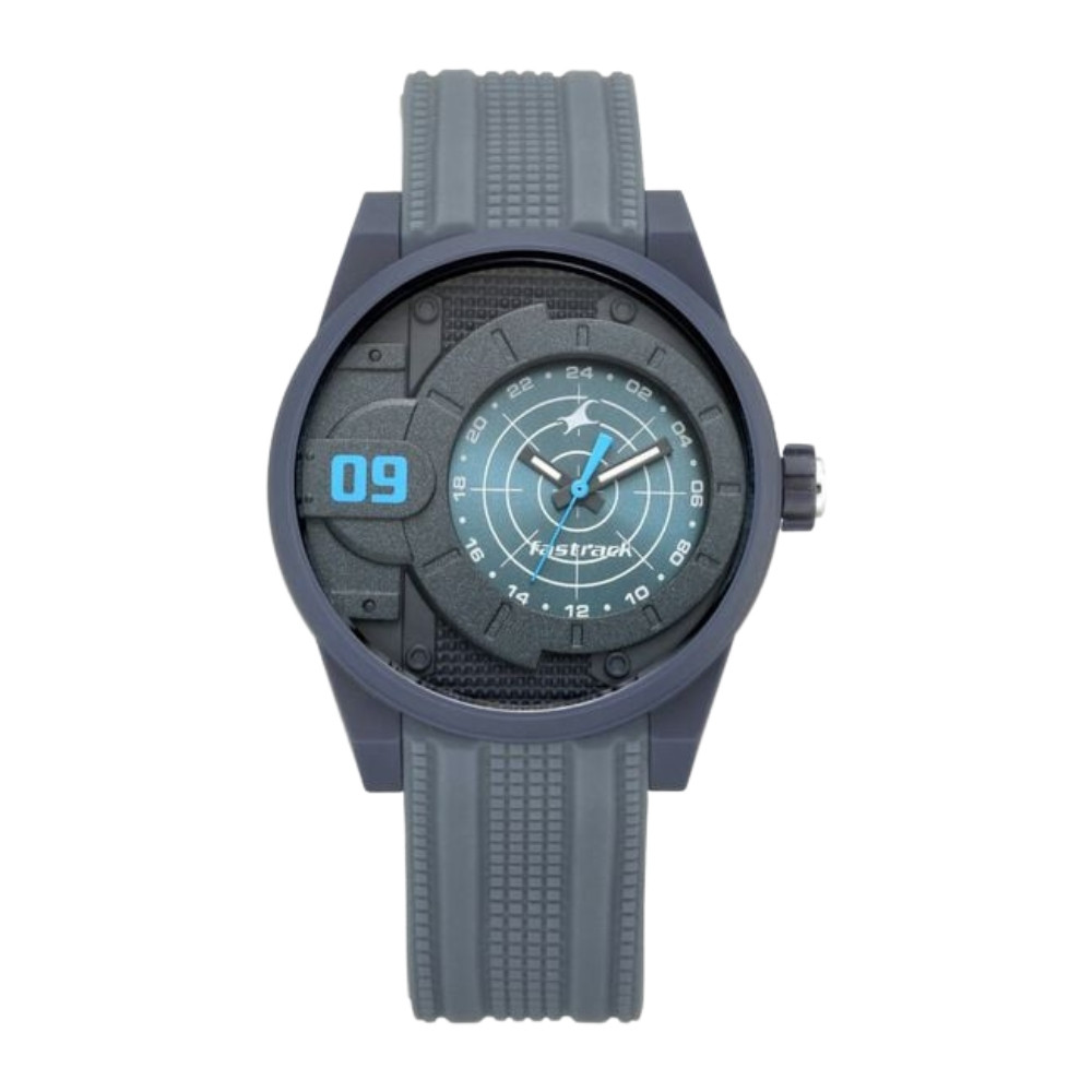 Fastrack Trendies Quartz Analog Black Dial Silicone Strap Watch for Guys NS38058PP01