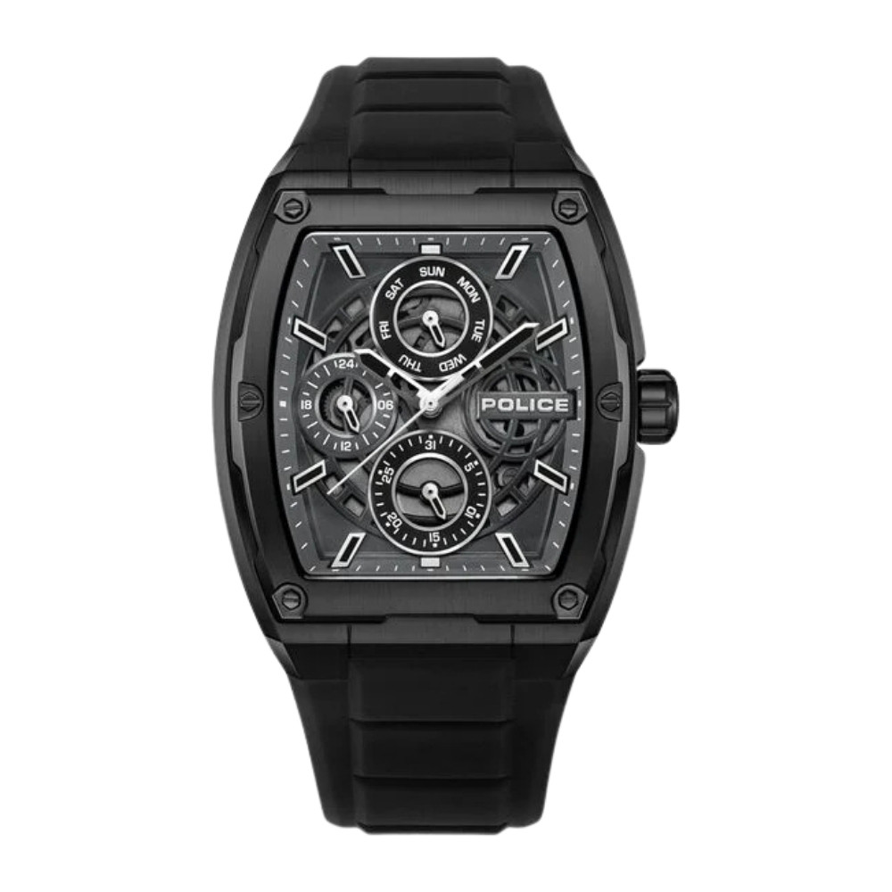 Police Quartz Multifunction Grey Dial Black Silicone Strap Watch for Men PLPEWJQ0004501