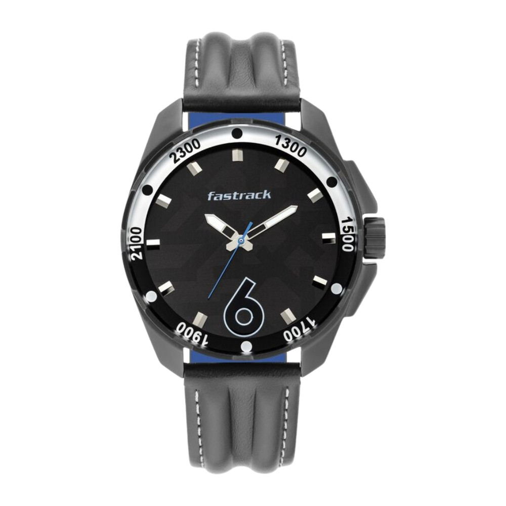Fastrack Hitlist Quartz Analog Black Dial Leather Strap Watch for Guys NR3084NL05