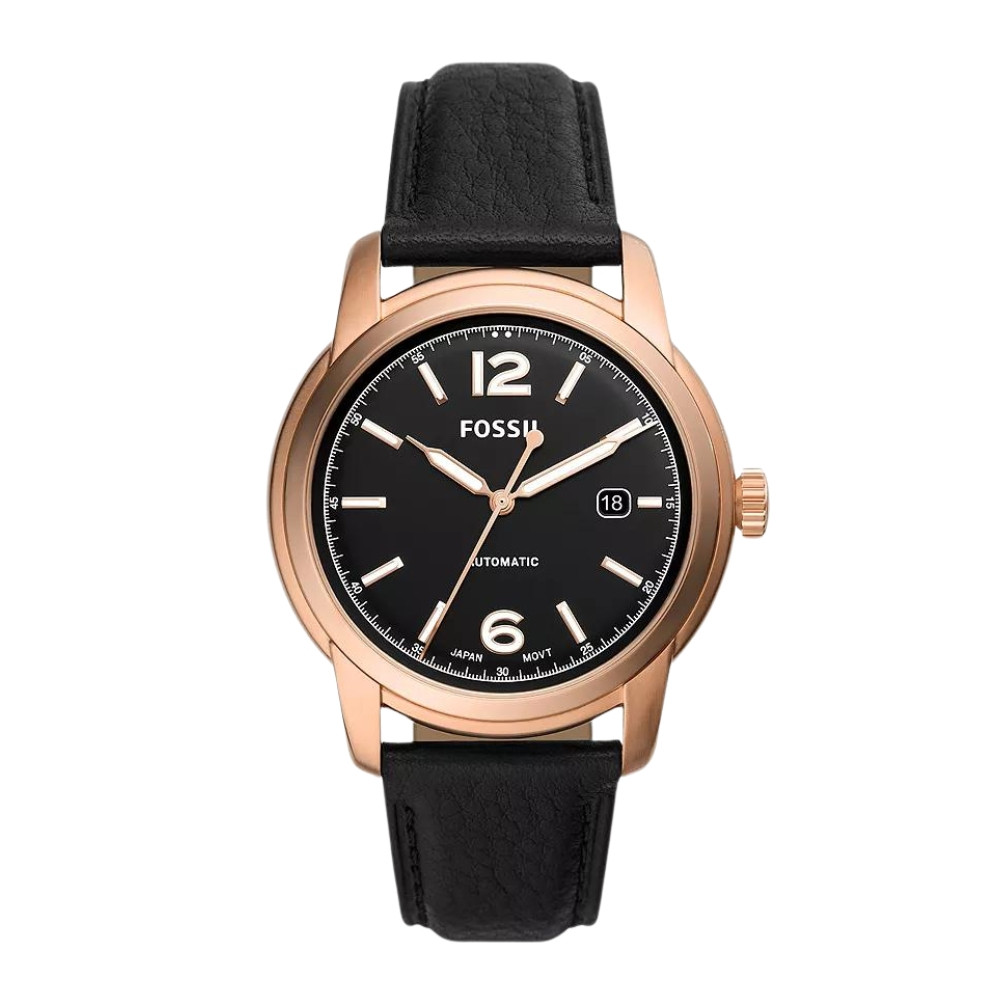 Fossil Heritage Automatic Black LiteHide™ Leather Watch ME3222