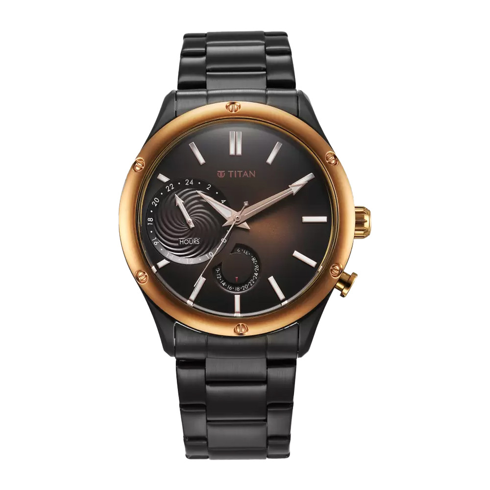 Titan Stellar Quartz Multifunction Grey Dial Stainless Steel Strap Watch for Men 10009KM02