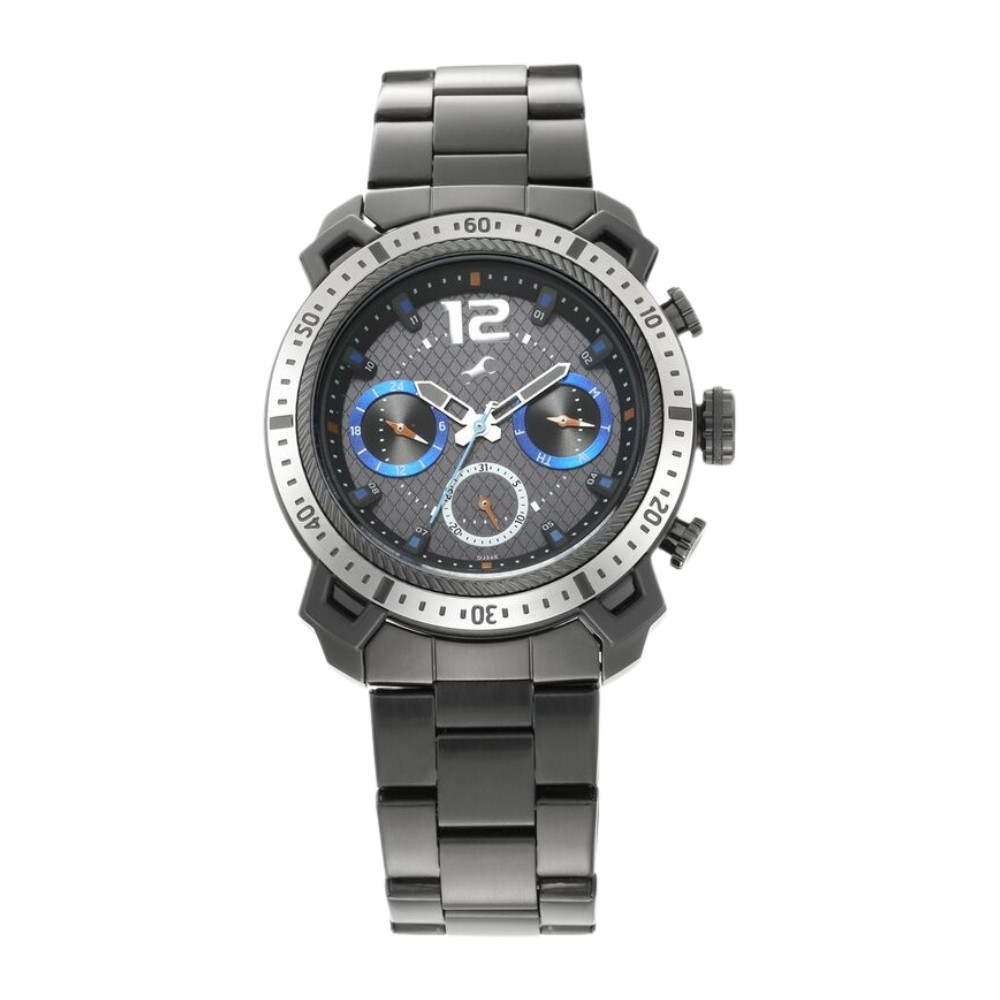 Fastrack All Nighters Quartz Analog Black Dial Stainless Steel Strap Watch for Guys NP3193KM02