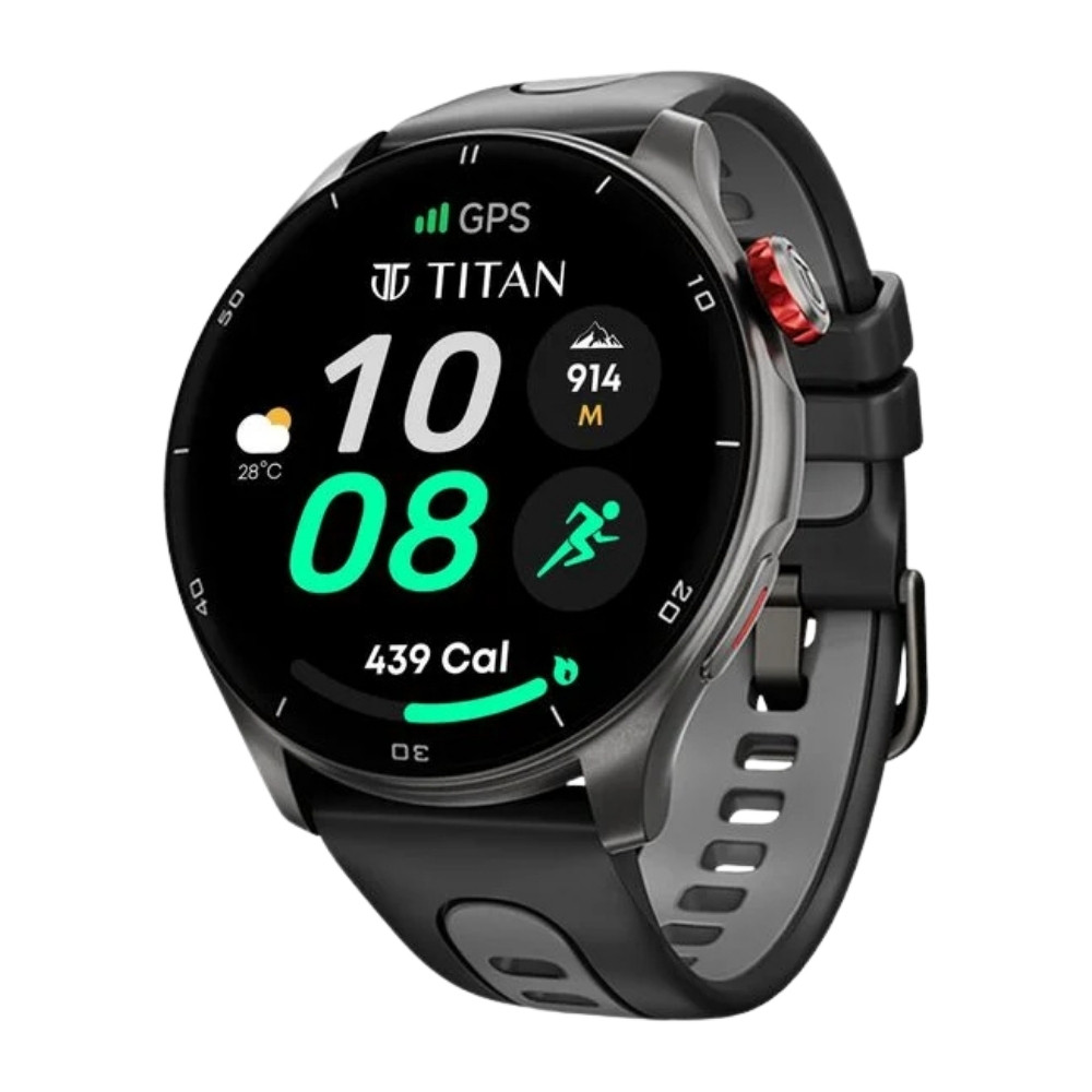 Titan Celestor Advanced GPS & Barometer 3.6 CM AMOLED Display with AOD, Piezoelectric Functional Crown Black Eclipse. 90206AP01