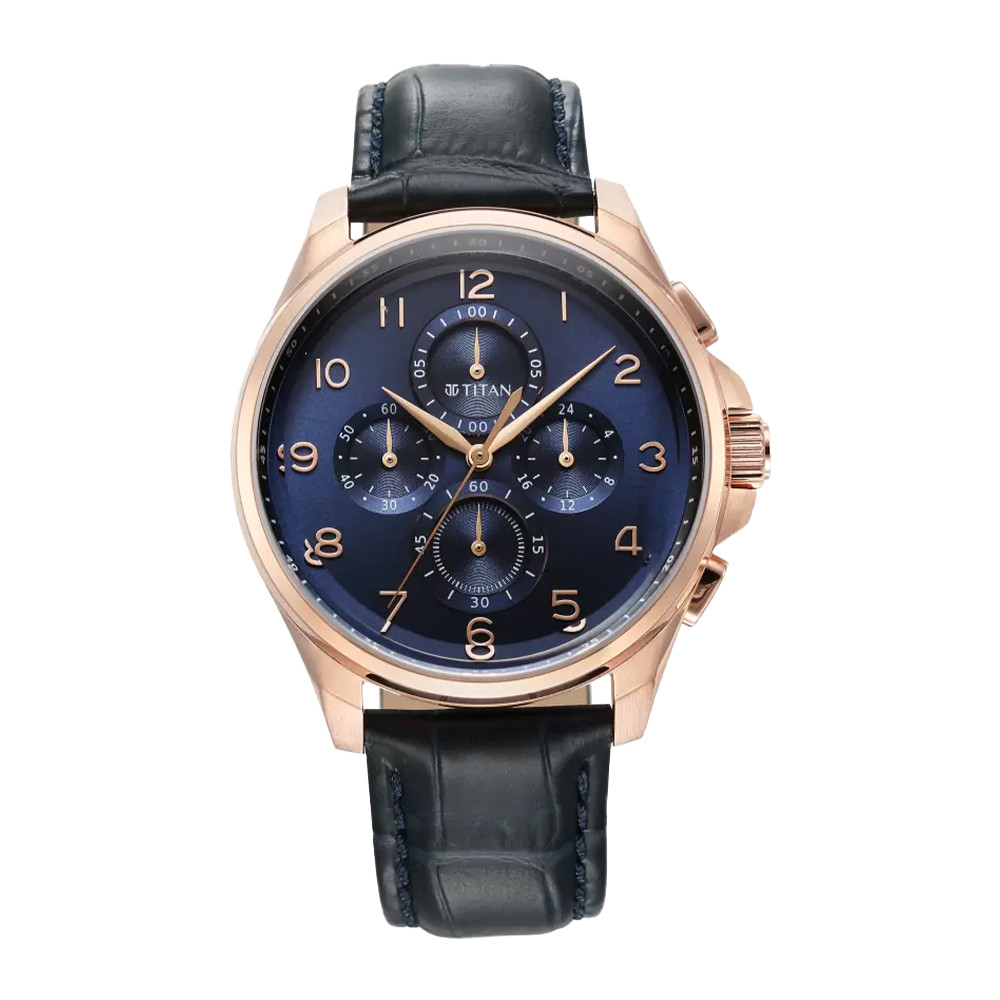 Titan Classic Chrono Blue Dial Stainless Steel Strap Watch for Men 90169WL01