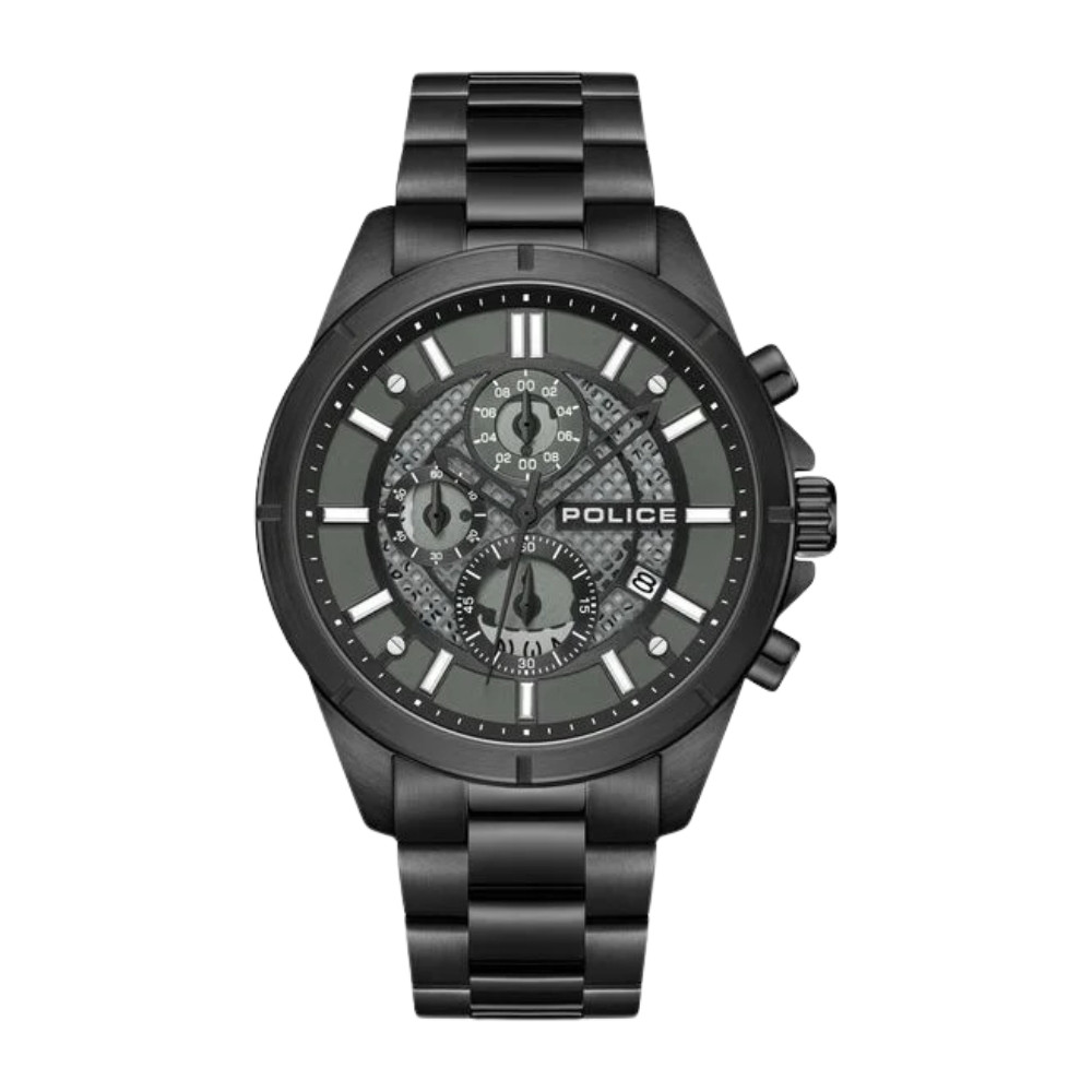 Police Chronograph Black Dial Black Color Stainless Steel Strap Watch For Men PLPEWGI0054004