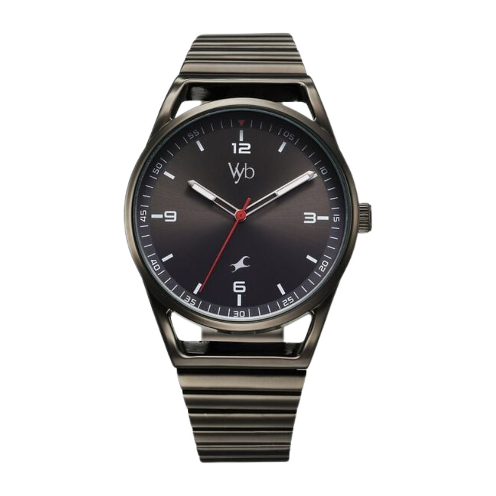 Fastrack Vyb Horizon Quartz Analog Grey Dial Grey Metal Strap Watch For Guys FV30006QM01W