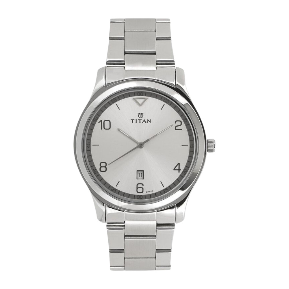 Titan Workwear White Dial Analog with Date Stainless Steel Strap watch for Men NR1770SM01