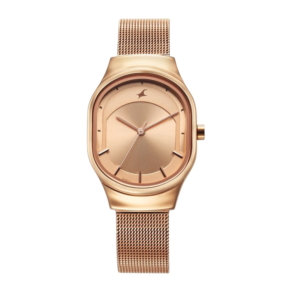 Fastrack Snob X Rose Gold Dial Stainless Steel Strap Watch for Girls 6283WM01