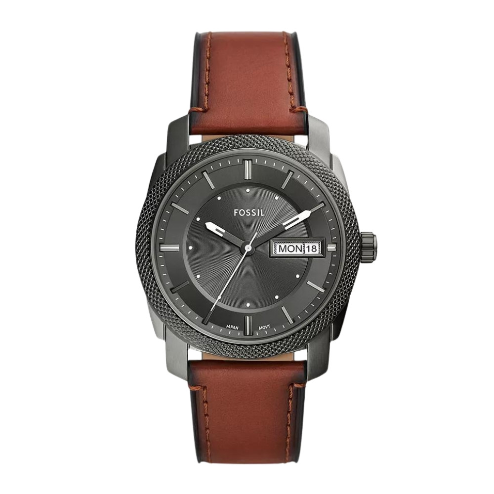 Machine Three-Hand Date Brown Leather Watch FS5900