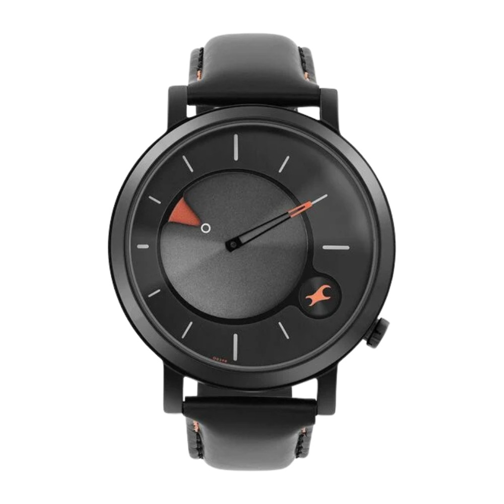Fastrack MetaWe Quartz Analog Black Dial Leather Strap Watch For Guys 3287NL02