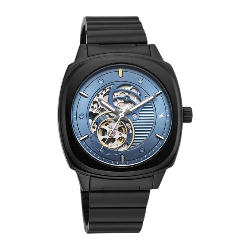 Fastrack Automatics Collection Blue Dial Black Stainless Steel Strap Watch For Guys 3333NM01