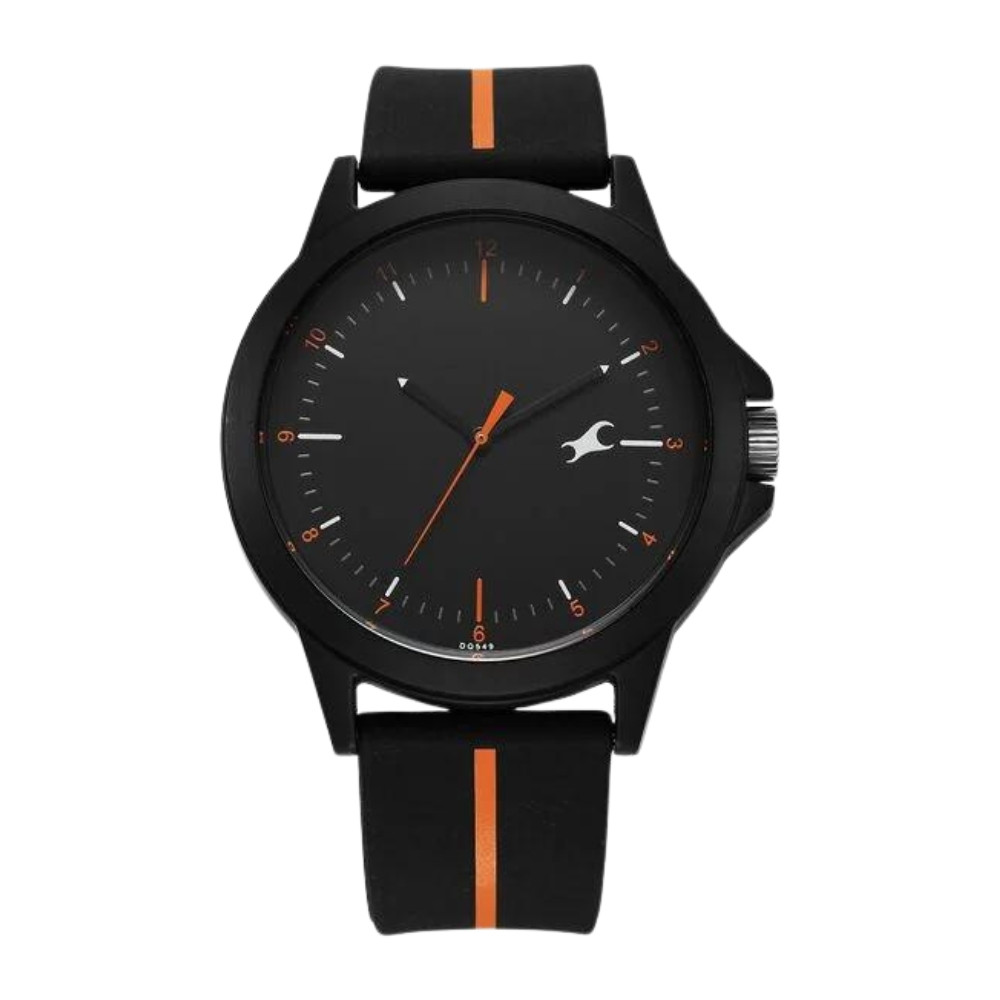 Fastrack Tees Urbanique Quartz Analog Black Dial Silicon Strap Watch For Unisex 38024PP79W