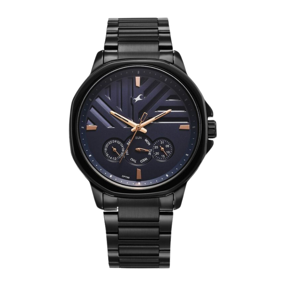 Fastrack Fleek Quartz Multifunction Blue Dial Stainless Steel Strap Watch for Guys 3303NM01