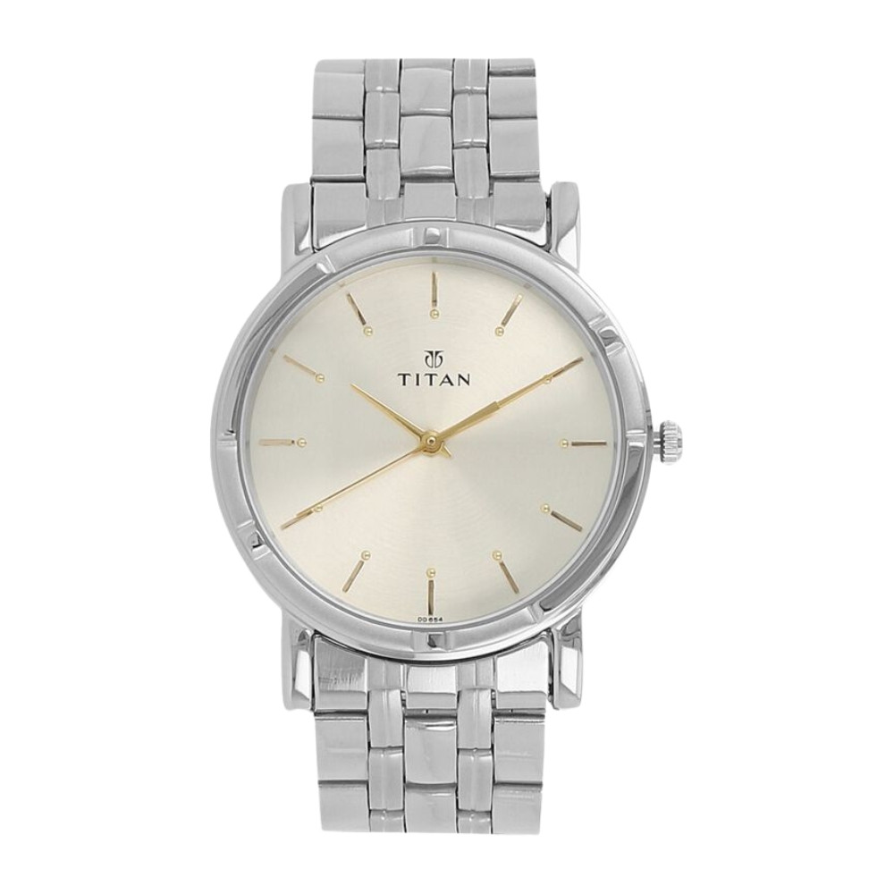 Titan Quartz Analog Silver Dial Stainless Steel Strap Watch for Men NN1639SM01