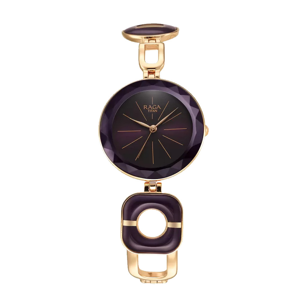 Titan Raga Delight Purple Dial Analog Metal Strap watch for Women 95198WM01
