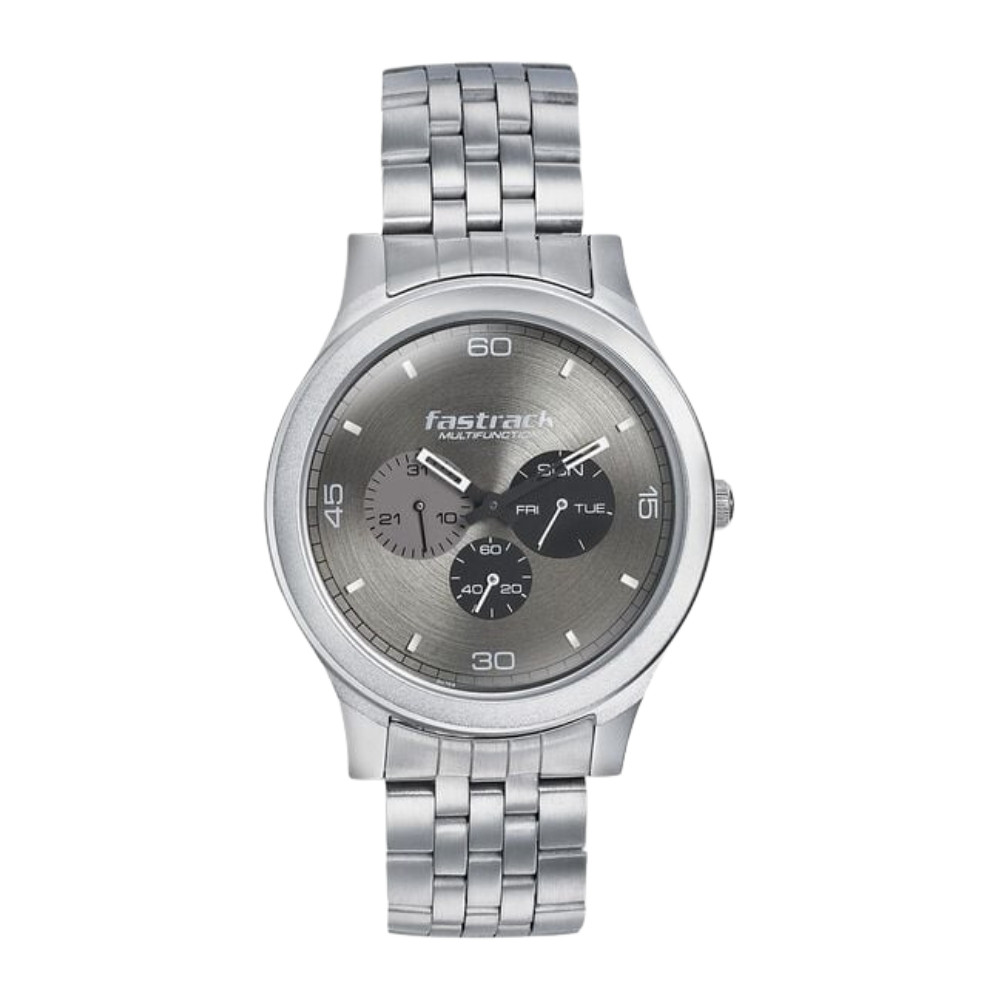 Fastrack Dial It Up Quartz Multifunction Grey Dial Stainless Steel Strap Watch for Guys 3252SM01