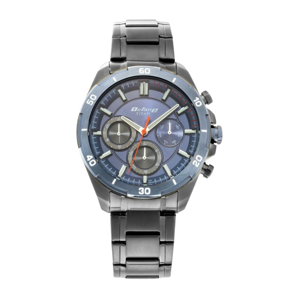 Titan Chronograph Silver Dial Quartz Stainless Steel Strap Men Watch NR90114KM01
