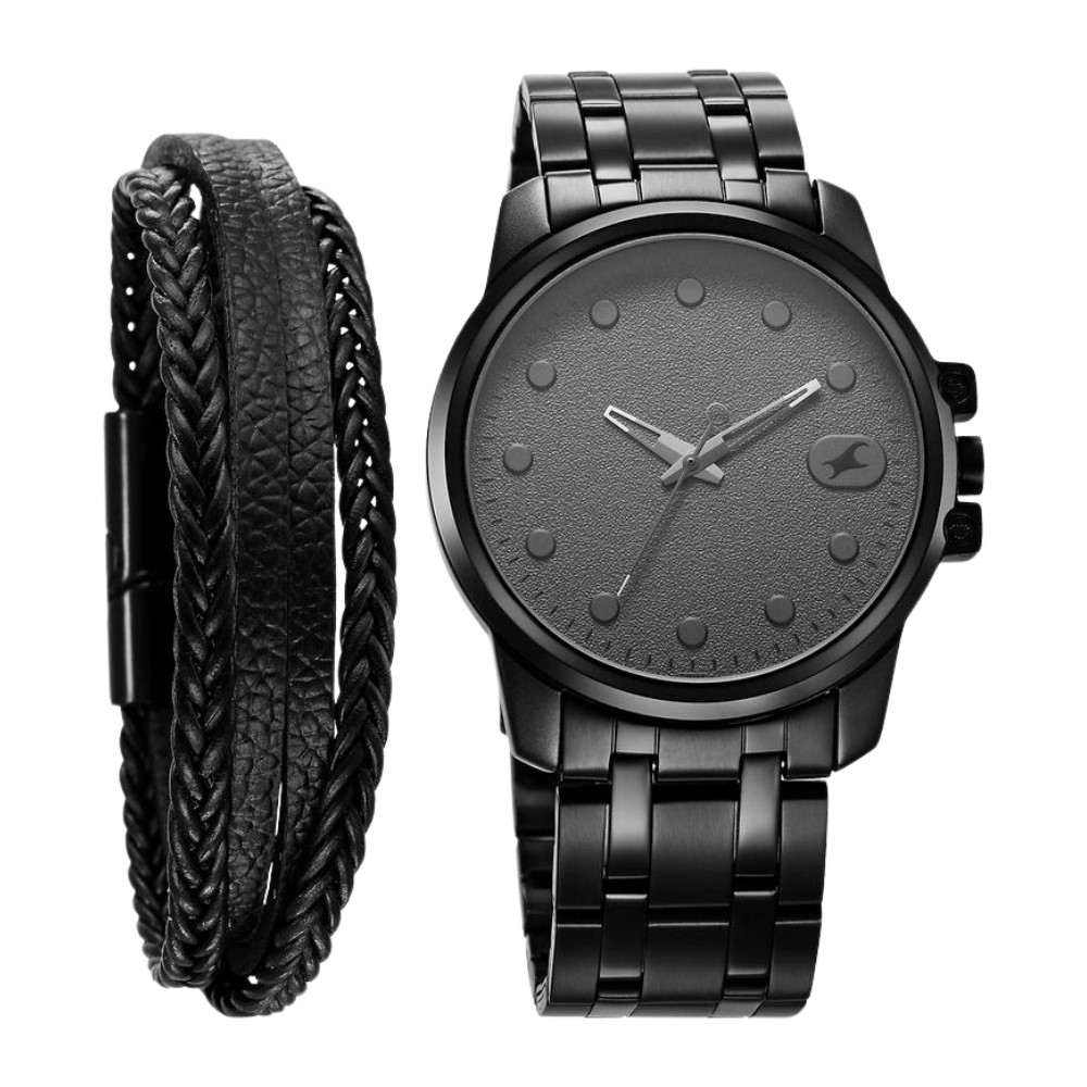 Fastrack Pulse Quartz Analog Anthracite Dial With Black Stainless steel Strap Watch for Guys 3314NM01F