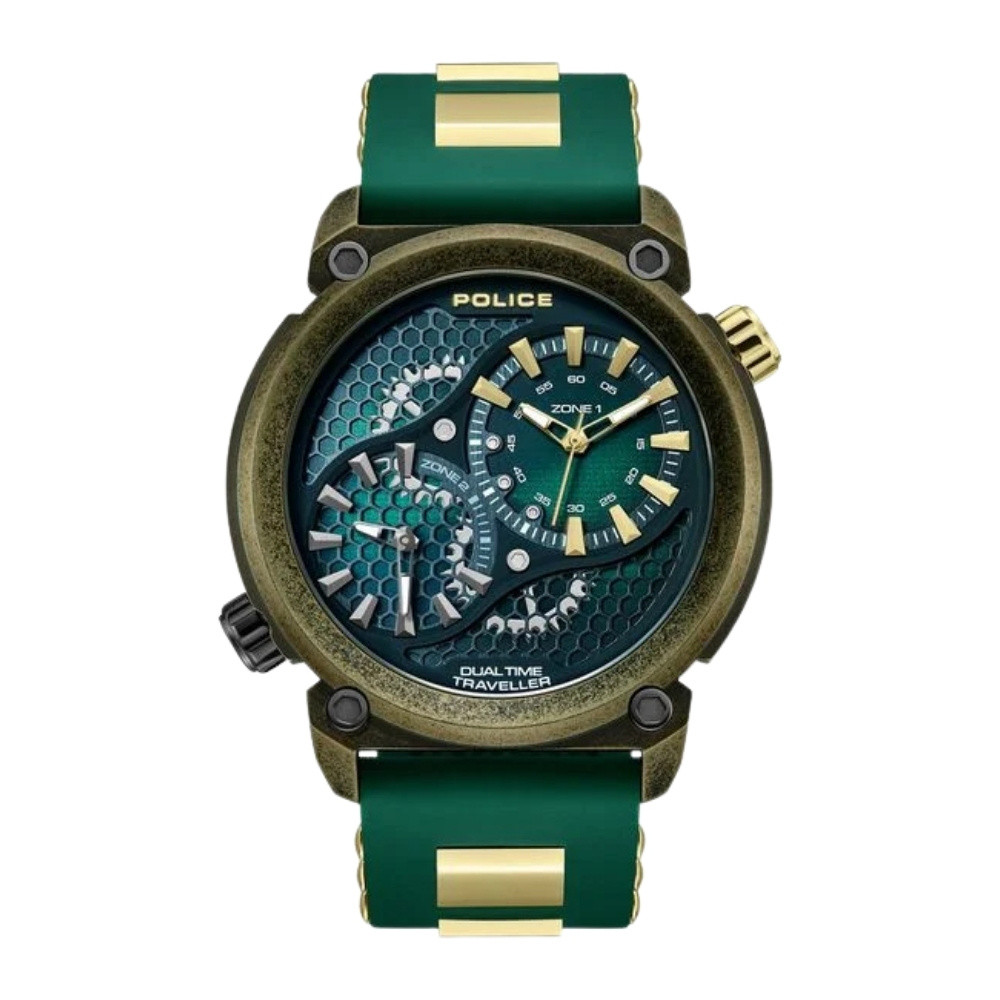 Police Quartz Analog Black Dial Green Colour Silicone Strap Watch For Men PLPEWGM0071801