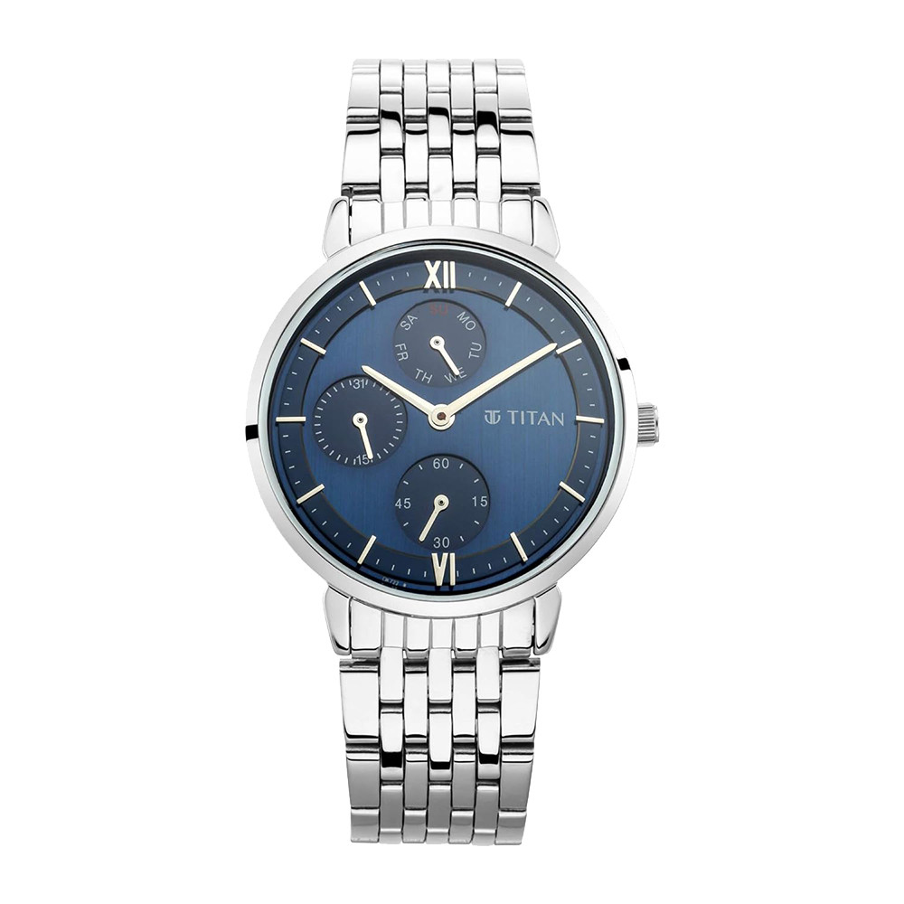 Titan Workwear Blue Dial Multi Metal Strap Watch for Women NQ2652SM02
