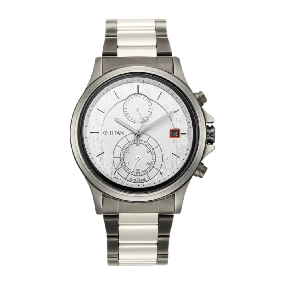 Titan Quartz Analog Silver Dial Stainless Steel Strap Watch for Men NR1870KM01