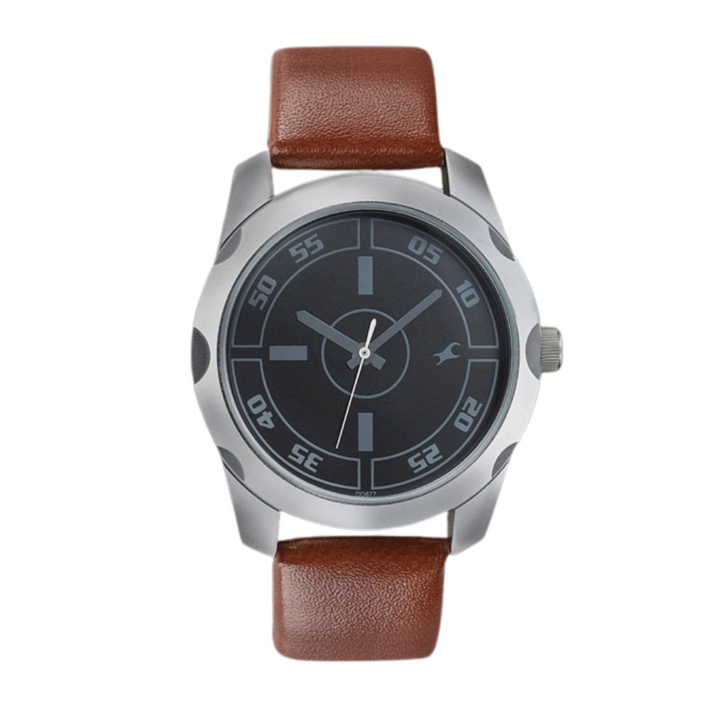 Fastrack Quartz Analog Black Dial Leather Strap Watch for Guys NR3123SL03