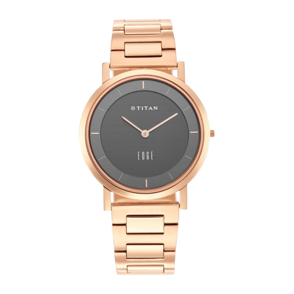 Titan Edge Anthracite Dial Quartz Stainless Steel Strap Watch for Men NR1595WM01