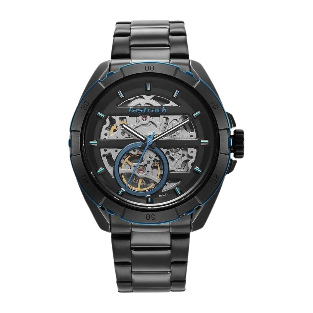 Fastrack Automatics Black Dial Stainless Steel Strap Watch for Guys 3297KM02