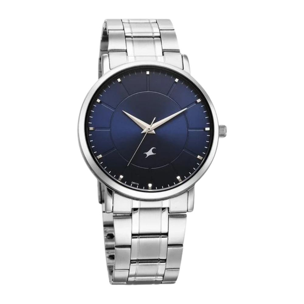 Fastrack Stunners X Quartz Analog Blue Dial Stainless Steel Strap Watch For Guys (38163SM01)