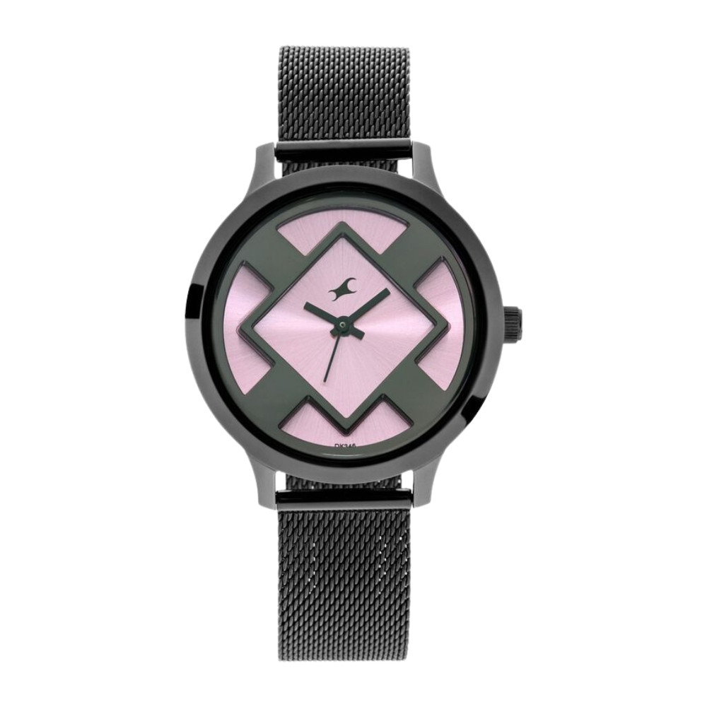 Fastrack Fit Outs Quartz Analog Pink Dial Metal Strap Watch for Girls NR6210NM02