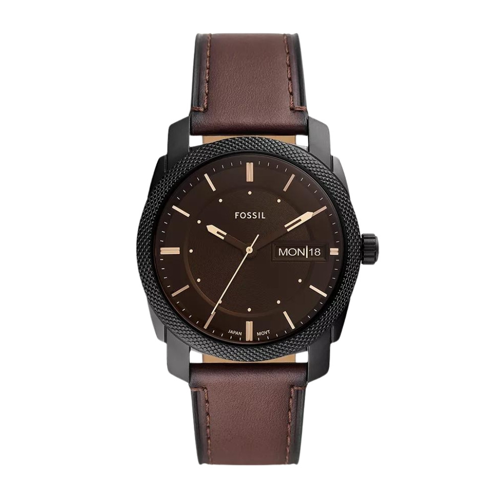 Machine Three-Hand Date Brown Leather Watch FS5901