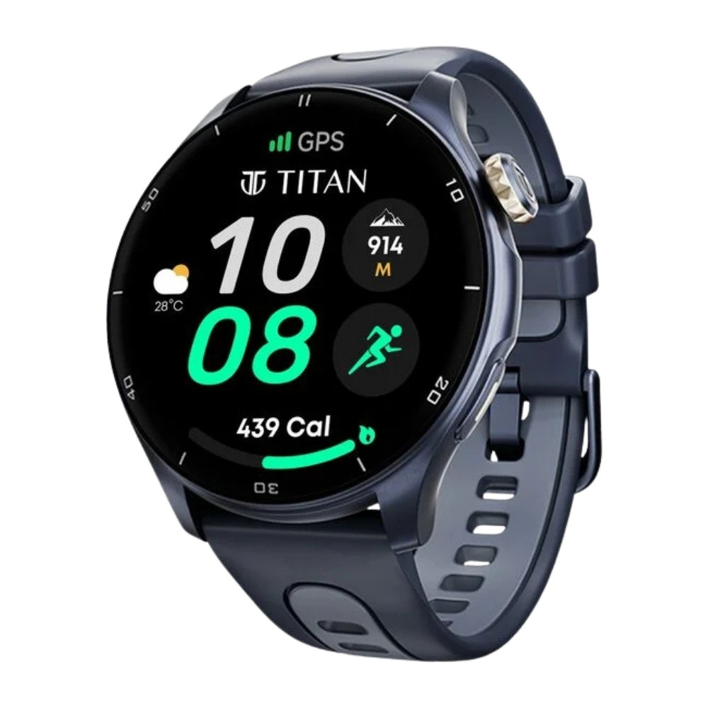 Titan Celestor Advanced GPS & Barometer 3.6 CM AMOLED Display with AOD, Pizoelectric Functional Crown Aurora Blue 90206AP02