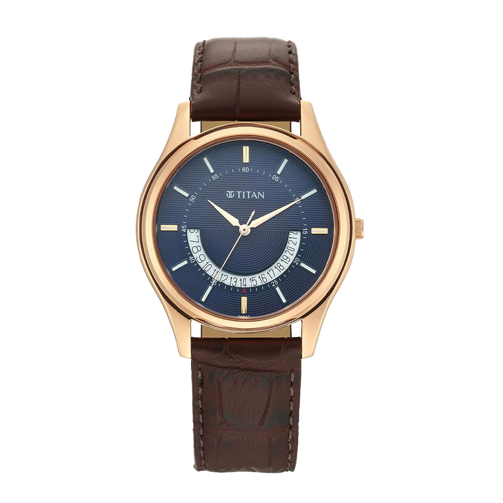 Titan Lagan - Blue Dial Leather Strap NR1713WL01