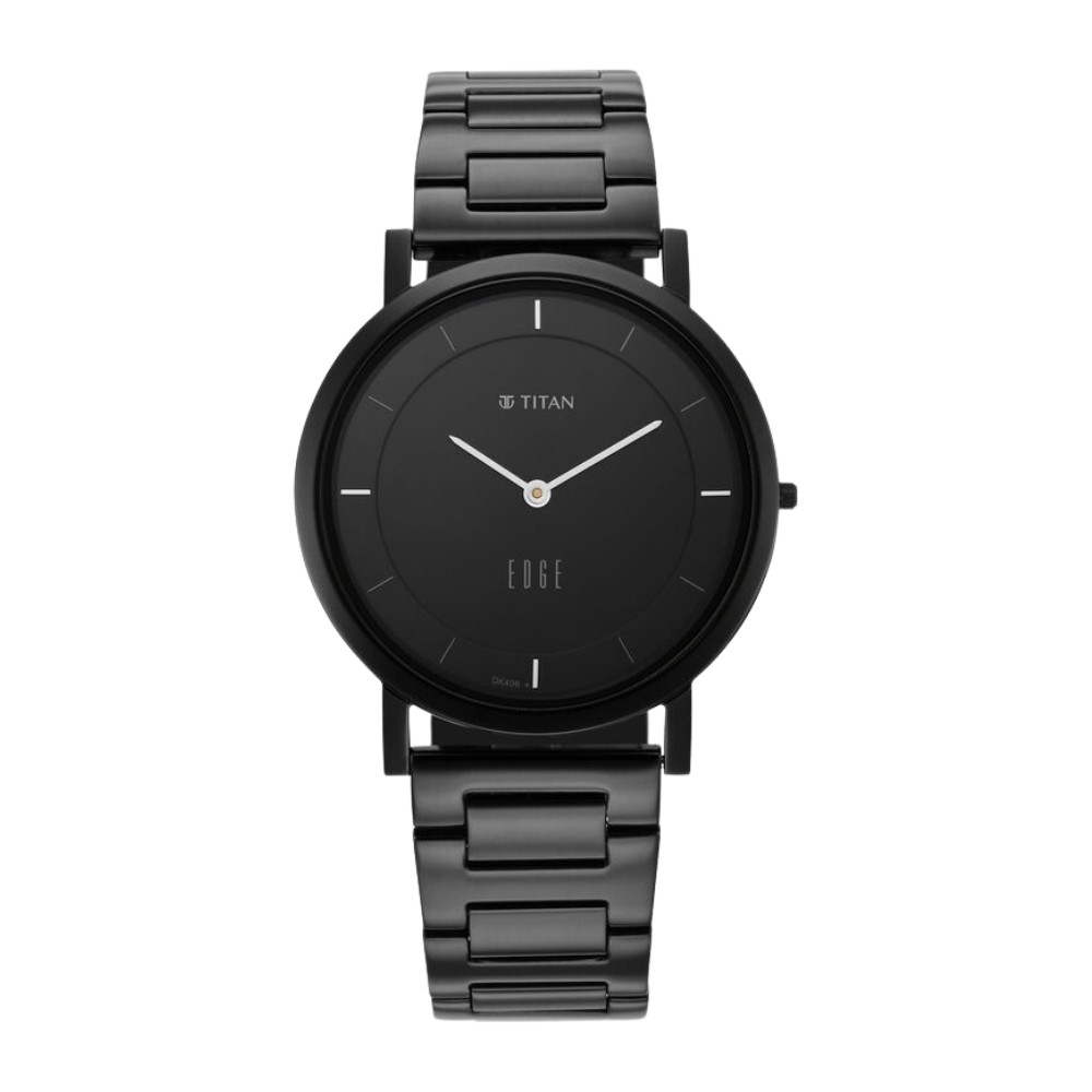 Titan Quartz Analog Black Dial Stainless Steel Strap Watch for Men NR1595NM01