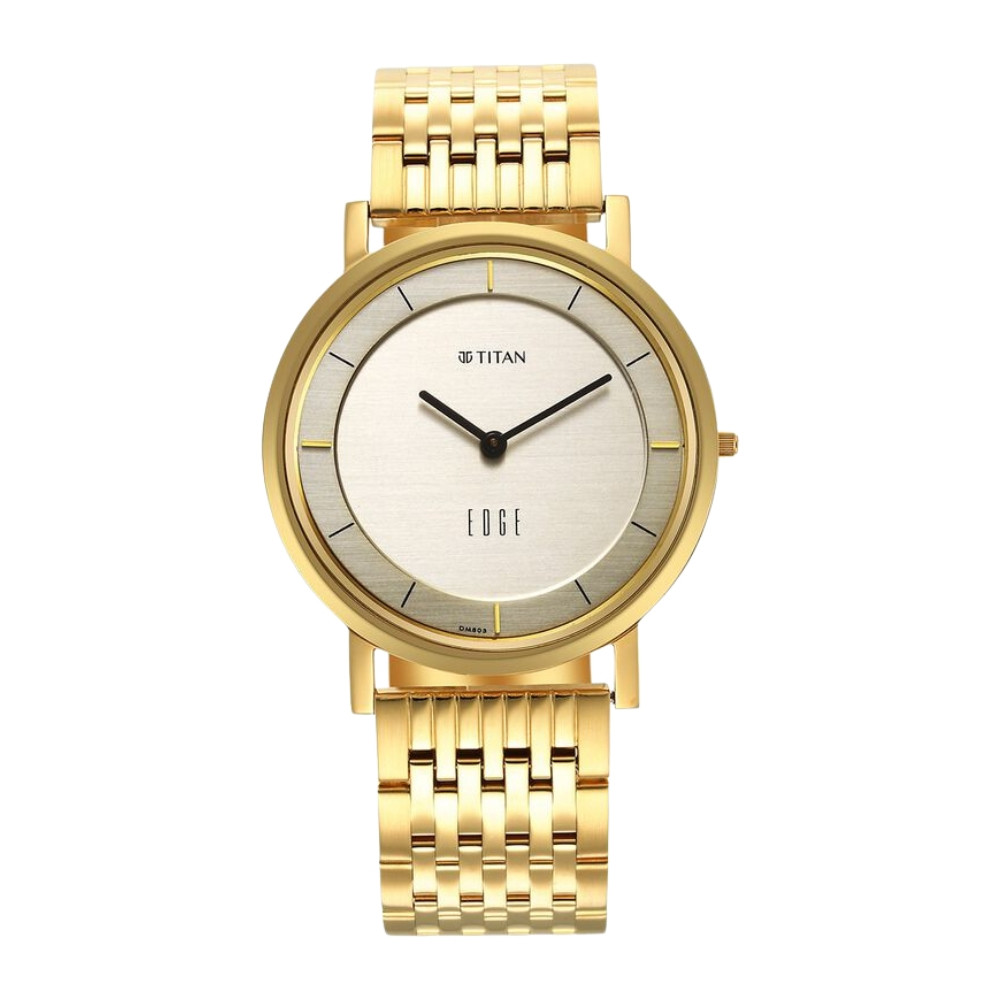 Edge Metal Yellow Dial Stainless Steel Strap Watch Men NR1595YM01