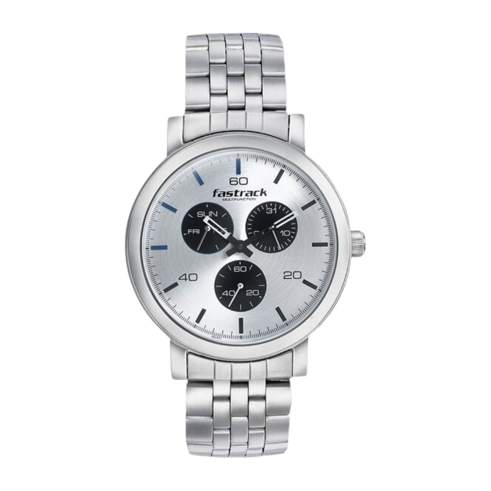 Fastrack Dial It Up Quartz Multifunction Silver Dial Stainless Steel Strap Watch for Guys NR3238SM01