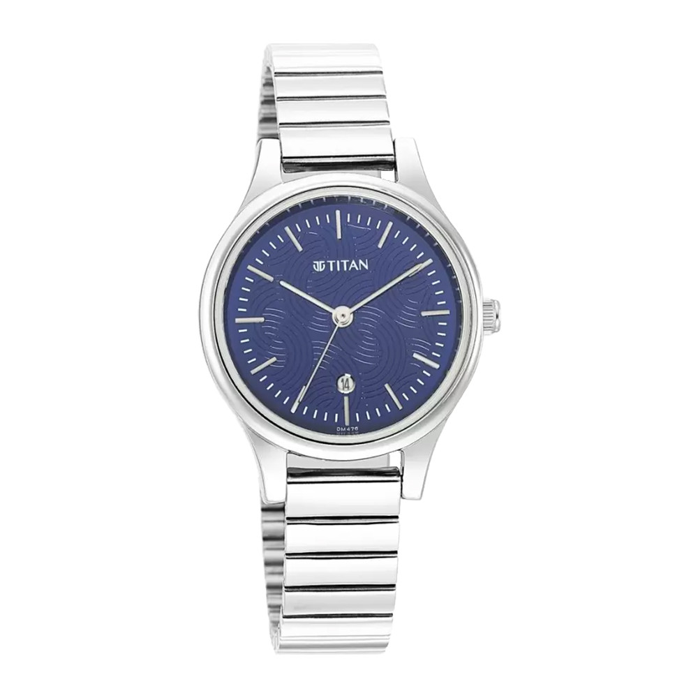 Titan Women Karishma Blue Dial Metal Strap Watch NR2679SM01