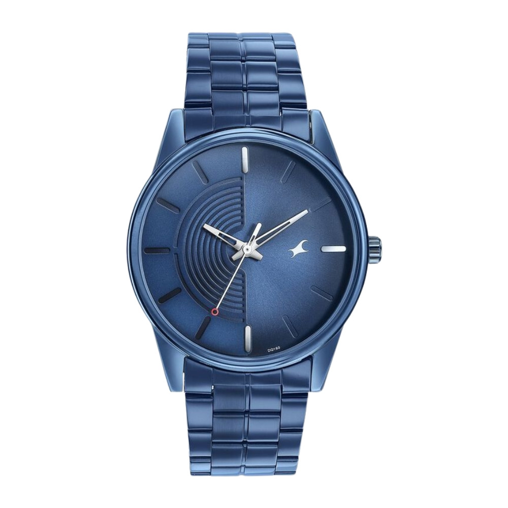 Fastrack Stunnerse Quartz Analog Blue Dial With Blue Metal Strap Watch for Guys 3305QM02