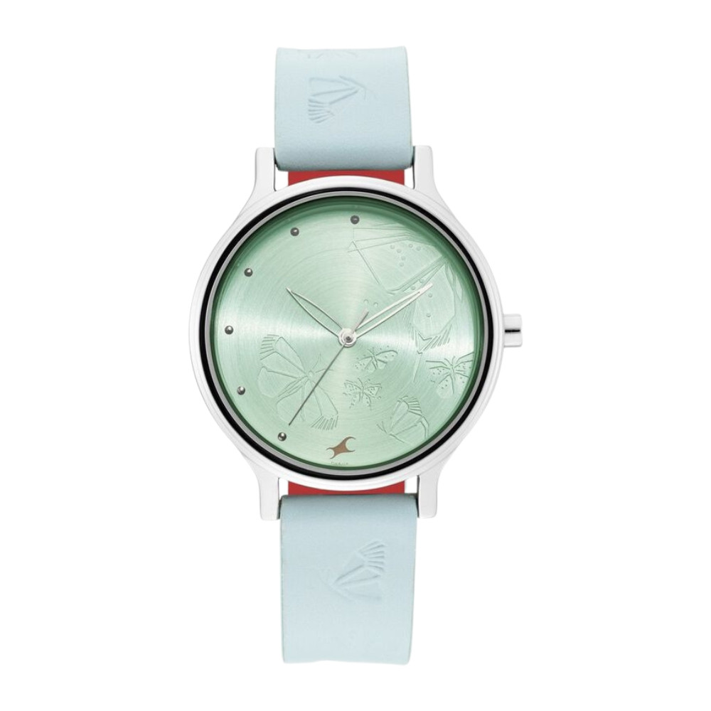 Fastrack I Love Me Quartz Analog Blue Dial Leather Strap Watch for Girls NR6189SL02