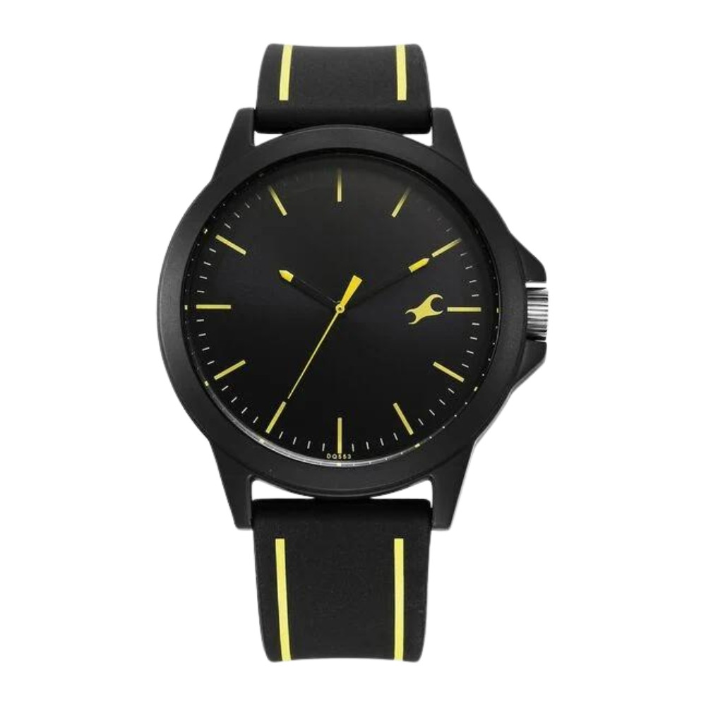 Fastrack Tees Urbanique Quartz Analog Black Dial Silicon Strap Watch For Guys 38024PP83W