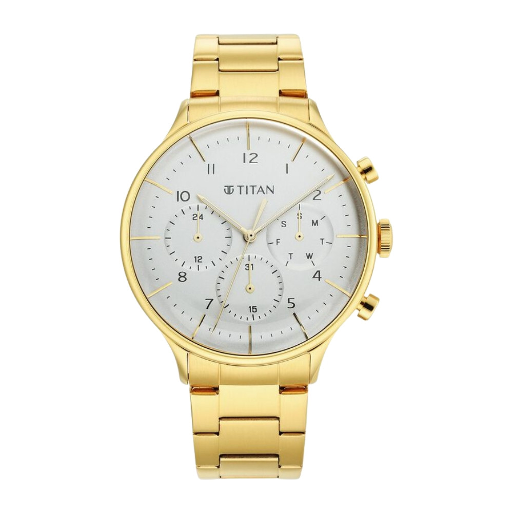 Titan Urban Magic Silver Dial Quartz Multifunction Stainless Steel Strap watch for Men NR90102YM01